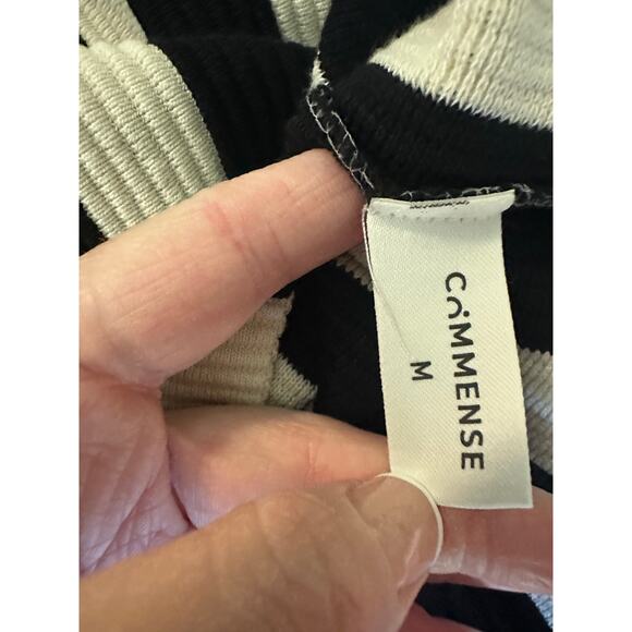 Commense Women's Medium Black White Striped Sweater Vest Knit Wide Leg Pants - Picture 7 of 7